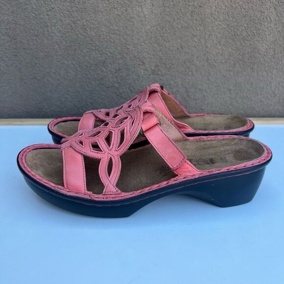 Naot Sandals Coral Womens US 6 EU 37 Leather Slip On Leather Wedge Comfort Pink - Picture 4 of 8